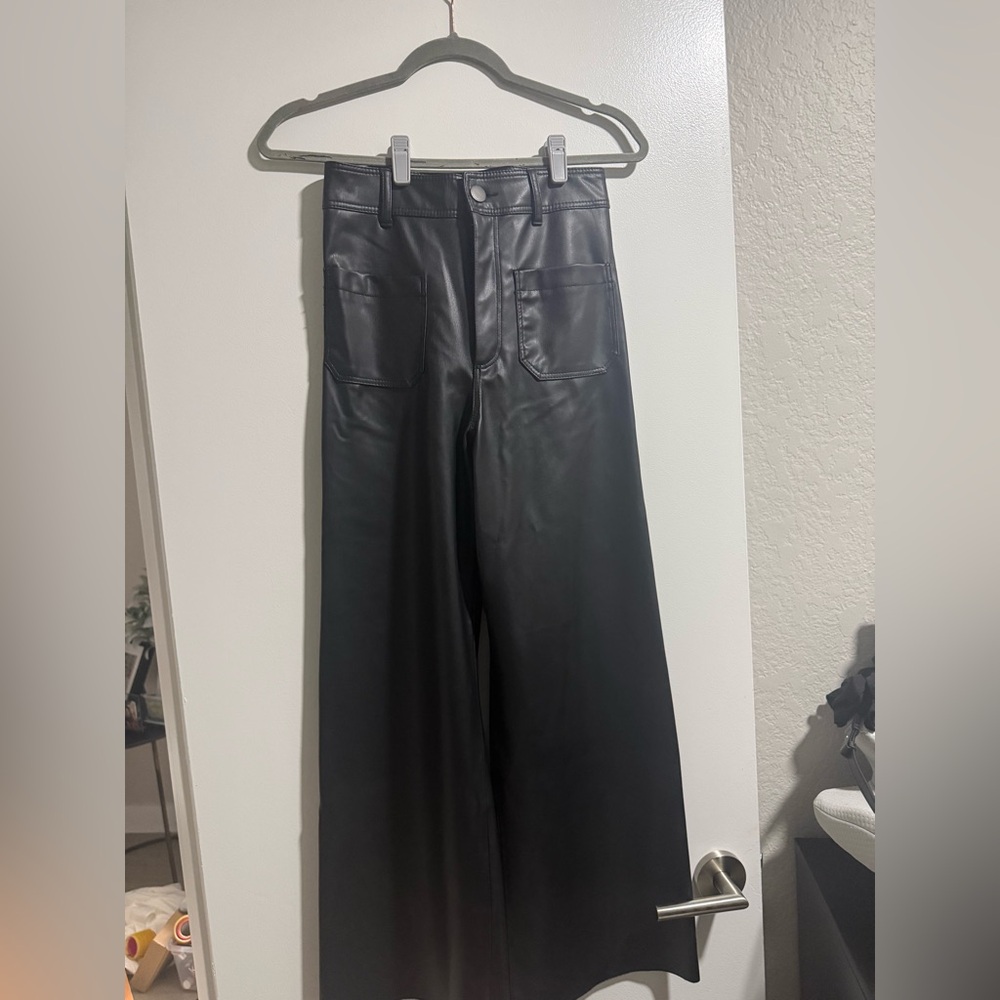 ZARA Black Leather High Waisted pants